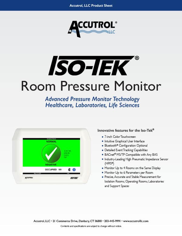 Iso-Tek Room Pressure Monitors Product Sheet Cover